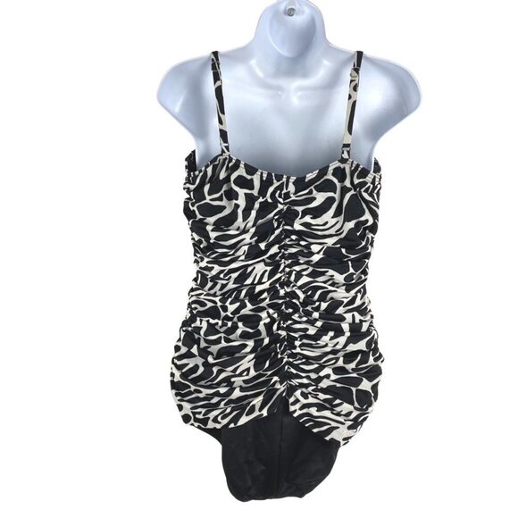 Miraclesuit One Piece Swimsuit Women's Size 10 Black White Print Ruched - Picture 6 of 8